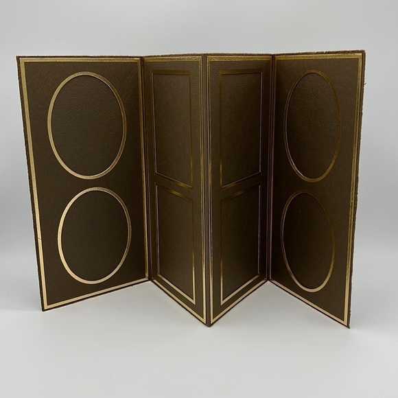 BROWN TRIFOLD CARDBOARD FOLIO PHOTO DISPLAY Brand New - Picture 3 of 8